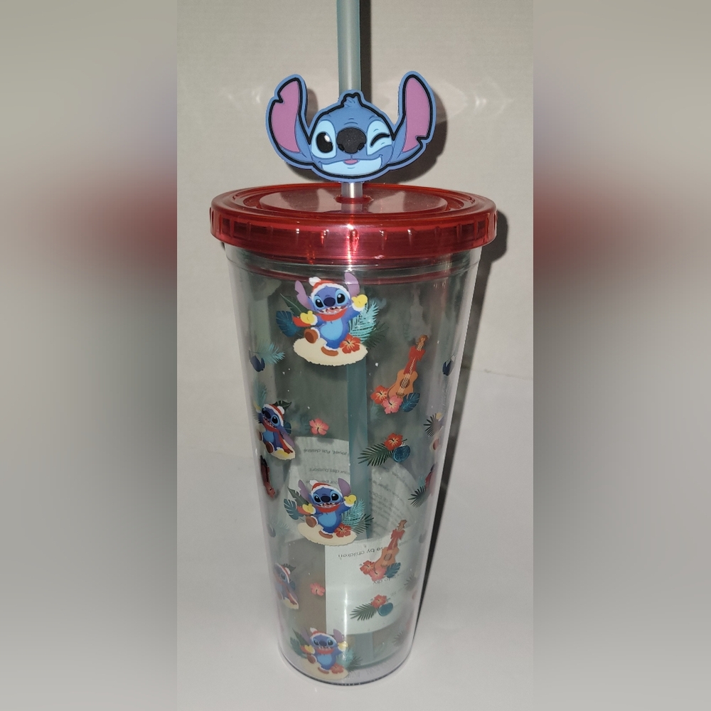 Disney Christmas Stitch Double wall cup with straw
